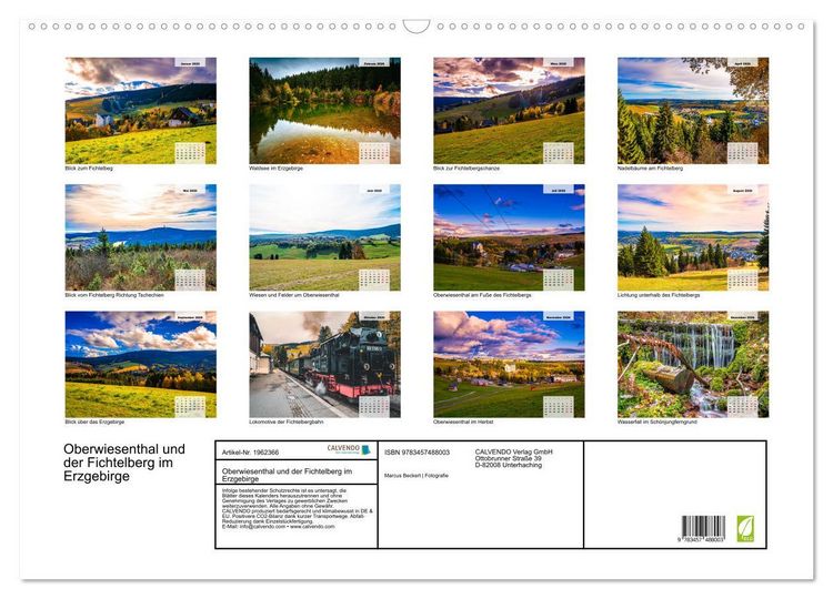 Produktbild: Oberwiesenthal und der Fichtelberg im Erzgebirge (Wandkalender 2026 DIN A2 quer), CALVENDO Monatskalender
