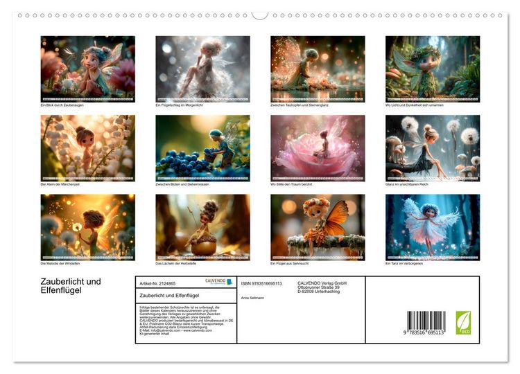 Produktbild: Zauberlicht und Elfenfl&uuml;gel (hochwertiger Premium Wandkalender 2026 DIN A2 quer), Kunstdruck in Hochglanz
