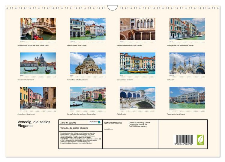 Produktbild: Venedig, die zeitlos Elegante (Wandkalender 2027 DIN A3 quer), CALVENDO Monatskalender