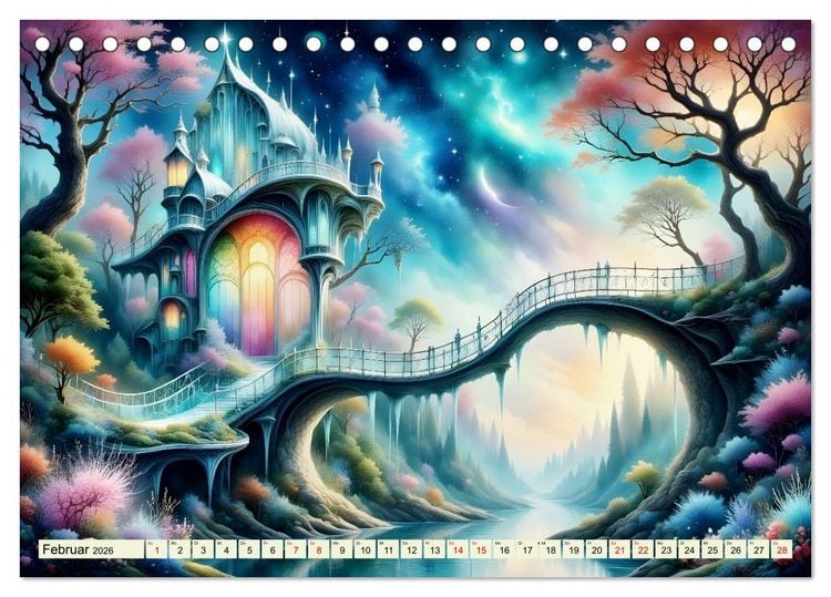 Produktbild: Magie der Br&uuml;ckenwege &ndash; Br&uuml;cken zwischen Traum und Realit&auml;t (Tischkalender 2026 DIN A5 quer), CALVENDO Monatskalender