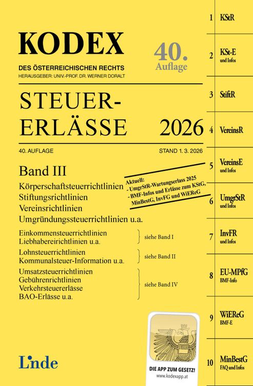 Produktbild: KODEX Steuer-Erl&auml;sse 2026, Band III