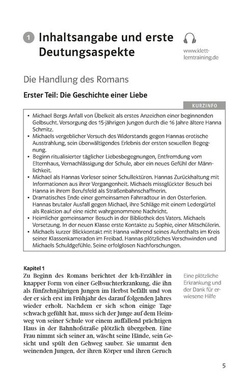 Produktbild: Klett Lekt&uuml;rehilfen Bernhard Schlink, Der Vorleser