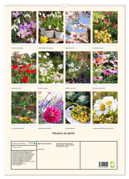 Produktbild: Heureux au jardin (Calendrier mural 2026 DIN A2 horizontal), CALVENDO calendrier mensuel