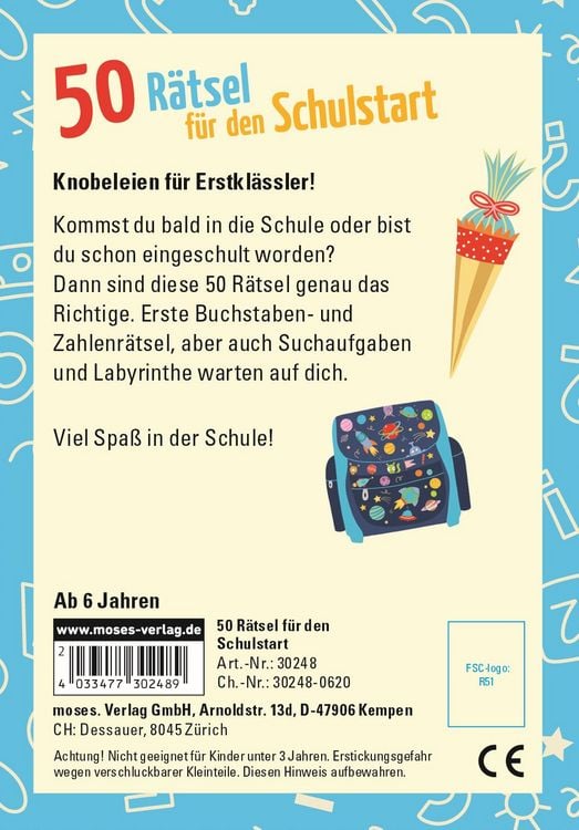 Produktbild: 50 R&auml;tsel f&uuml;r den Schulstart
