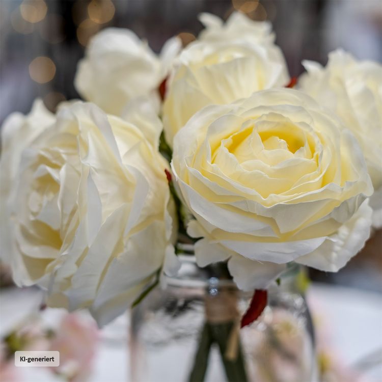 Produktbild: HTI-Living Rosenstrau&szlig; mit Vase Wei&szlig; Rosenstrau&szlig; mit Vase Wei&szlig;