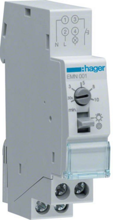 Produktbild: Hager EMN001 Treppenlichtzeitschalter Hutschiene 230 V