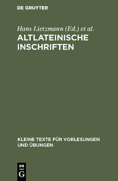 Produktbild: Altlateinische Inschriften