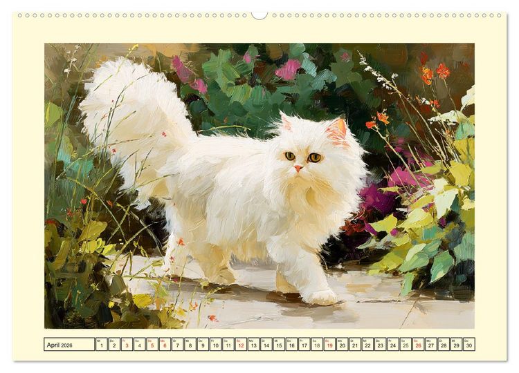 Produktbild: Perserkatzen. Flauschige Momente in kunstvoller &Ouml;loptik (Wandkalender 2026 DIN A2 quer), CALVENDO Monatskalender
