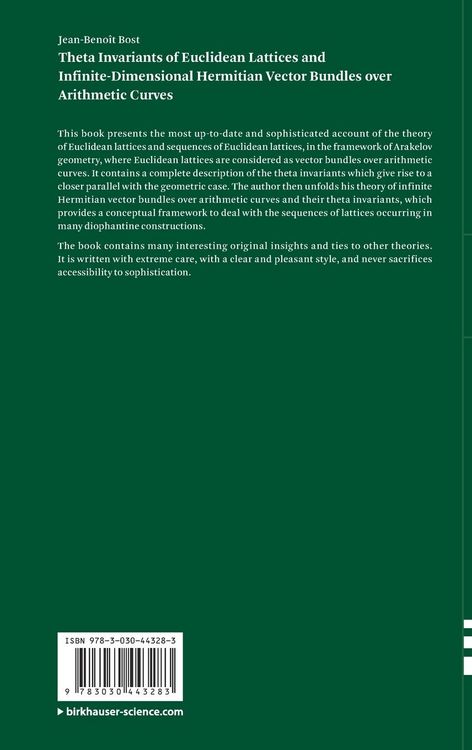 Produktbild: Theta Invariants of Euclidean Lattices and Infinite-Dimensional Hermitian Vector Bundles over Arithmetic Curves