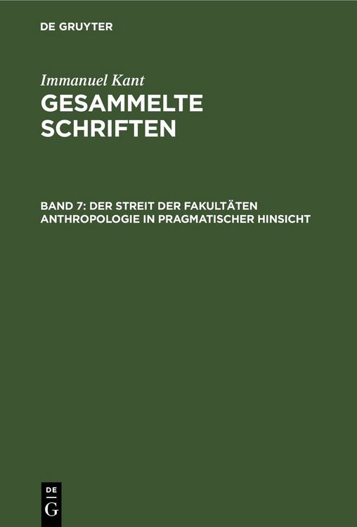 Produktbild: Der Streit der Fakult&auml;ten Anthropologie in pragmatischer Hinsicht