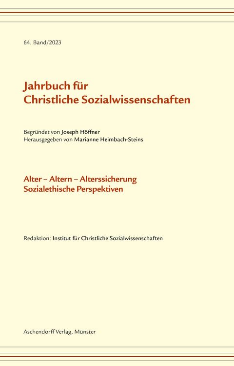 Produktbild: Jahrbuch f&uuml;r christliche Sozialwissenschaften / Jahrbuch f&uuml;r Christliche Sozialwissenschaft, Band 64/2023