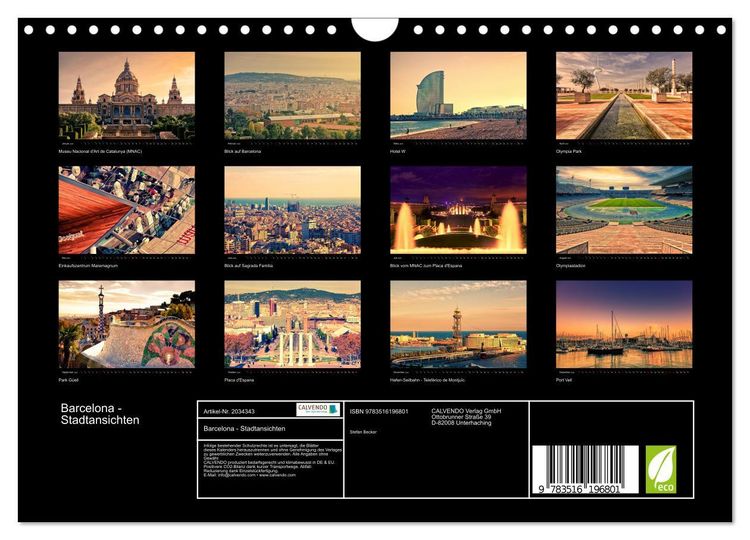 Produktbild: Barcelona - Stadtansichten (Wandkalender 2026 DIN A4 quer), CALVENDO Monatskalender