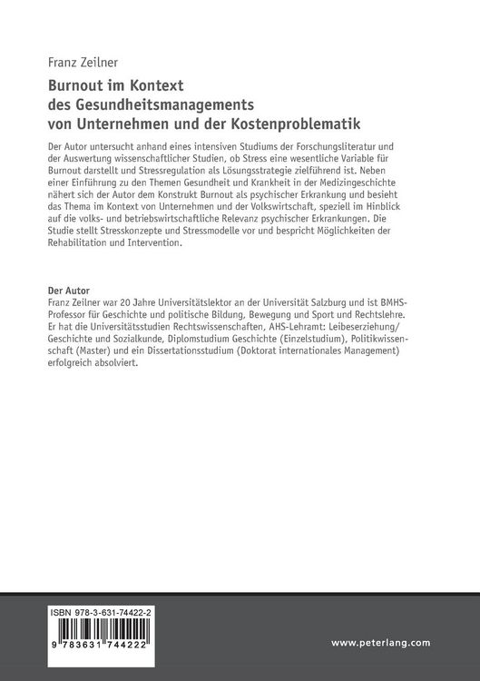 Produktbild: Burnout im Kontext des Gesundheitsmanagements von Unternehmen und der Kostenproblematik