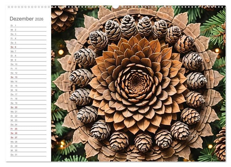 Produktbild: Natural Mandalas - Kraftvolle KI Mandalas aus Naturmaterialien (hochwertiger Premium Wandkalender 2026 DIN A2 quer), Kunstdruck in Hochglanz