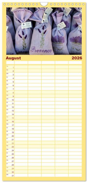 Produktbild: Familienplaner 2026 - Provence, Lavendelzeit in S&uuml;dfrankreich mit 5 Spalten (Wandkalender, 21 x 45 cm) CALVENDO