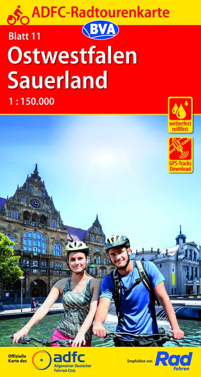 Produktbild: ADFC-Radtourenkarte 11 Ostwestfalen Sauerland 1:150.000, reiß- und wetterfest, E-Bike geeignet, GPS-Tracks Download