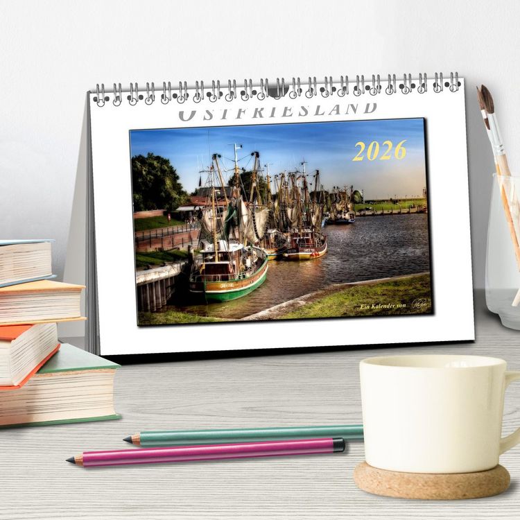 Produktbild: Ostfriesland - der alte Hafen Greetsiel (Tischkalender 2026 DIN A5 quer), CALVENDO Monatskalender