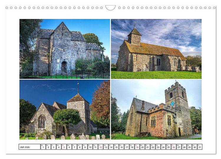 Produktbild: Trutzig und Wehrhaft - Englands Kirchen (Wandkalender 2026 DIN A3 quer), CALVENDO Monatskalender