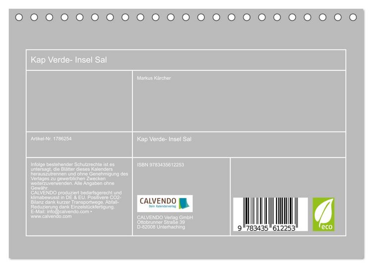 Produktbild: Kap Verde- Insel Sal (Tischkalender 2025 DIN A5 quer), CALVENDO Monatskalender