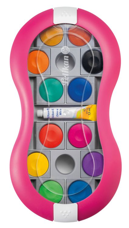 Produktbild: Pelikan Deckfarbkasten Space+ magenta, 12 Farben und 1 Tube Deckwei&szlig;