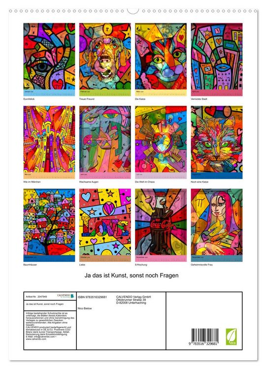 Produktbild: Ja das ist Kunst, sonst noch Fragen (hochwertiger Premium Wandkalender 2026 DIN A2 hoch), Kunstdruck in Hochglanz