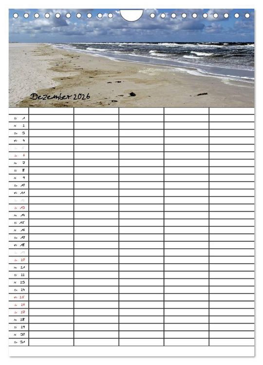 Produktbild: Urlaubsparadies Amrum / Familienplaner (Wandkalender 2026 DIN A4 hoch), CALVENDO Monatskalender