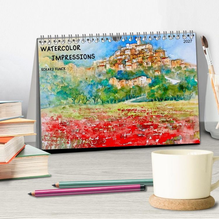 Produktbild: WATERCOLOR IMPRESSIONS (Desk Calendar 2027 DIN A5 landscape), CALVENDO 12 Month DeskCalendar