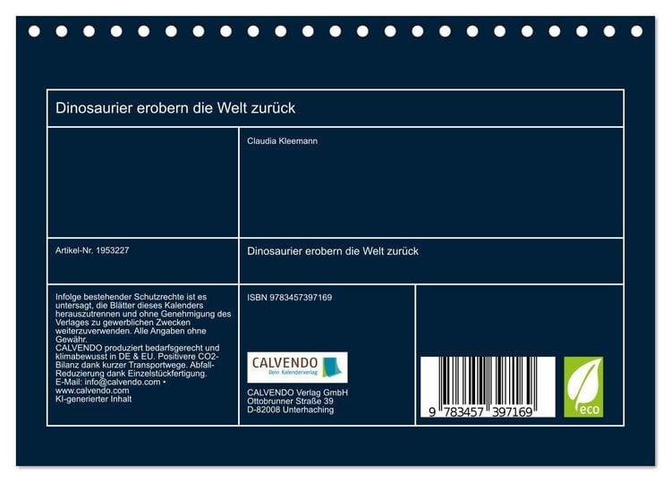 Produktbild: Dinosaurier erobern die Welt zur&uuml;ck (Tischkalender 2026 DIN A5 quer), CALVENDO Monatskalender