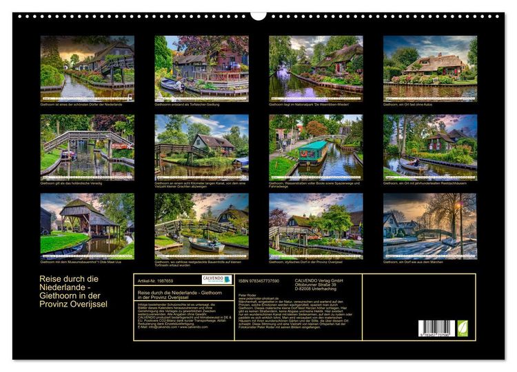 Produktbild: Reise durch die Niederlande - Giethoorn in der Provinz Overijssel (Wandkalender 2026 DIN A2 quer), CALVENDO Monatskalender