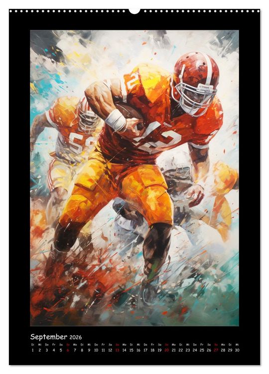 Produktbild: American Football. Paintings (hochwertiger Premium Wandkalender 2026 DIN A2 hoch), Kunstdruck in Hochglanz