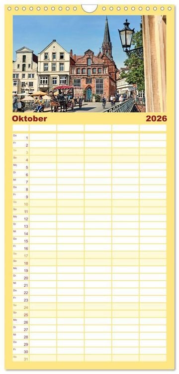 Produktbild: Familienplaner 2026 - L&Uuml;NEBURG Ein- und Ausblicke von Andreas Voigt mit 5 Spalten (Wandkalender, 21 x 45 cm) CALVENDO