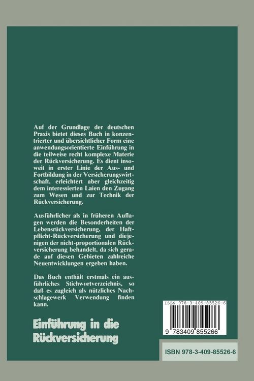 Produktbild: Einf&uuml;hrung in die R&uuml;ckversicherung
