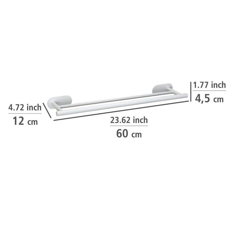 Produktbild: Turbo-Loc&reg; Badetuchstange Duo Mod. Orea White matt, 60 cm, aus rostfreiem Edelstahl