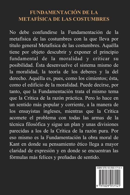 Produktbild: Fundamentaci&oacute;n de la metaf&iacute;sica de las costumbres