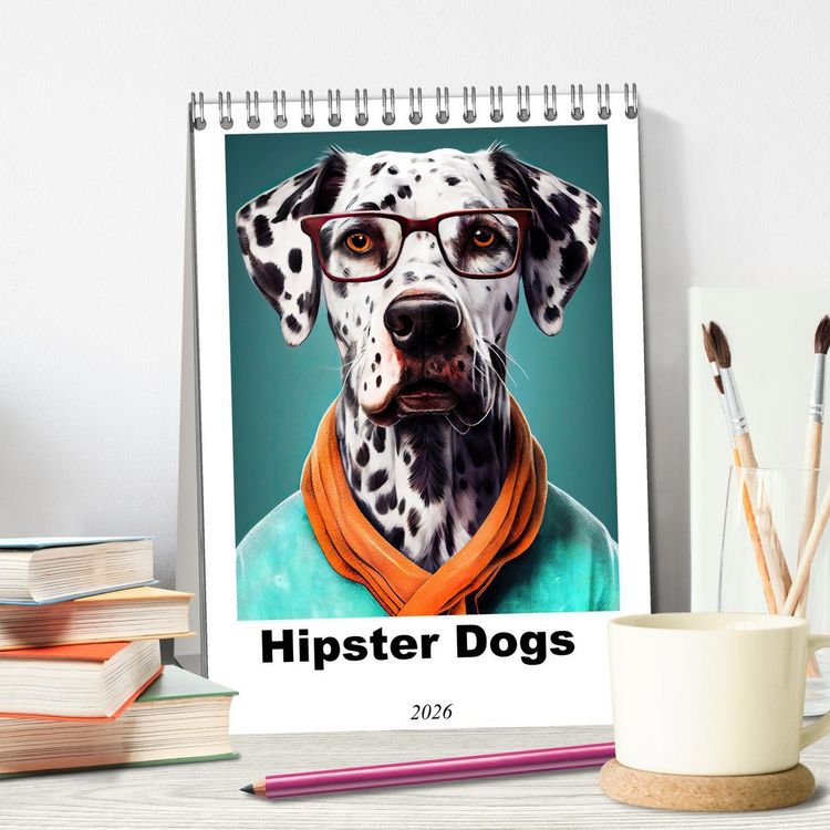 Produktbild: Hipster Dogs (Desk Calendar 2026 DIN A5 portrait), CALVENDO 12 Month DeskCalendar