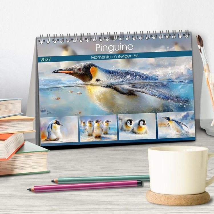 Produktbild: Pinguine. Momente im ewigen Eis (Tischkalender 2027 DIN A5 quer), CALVENDO Monatskalender
