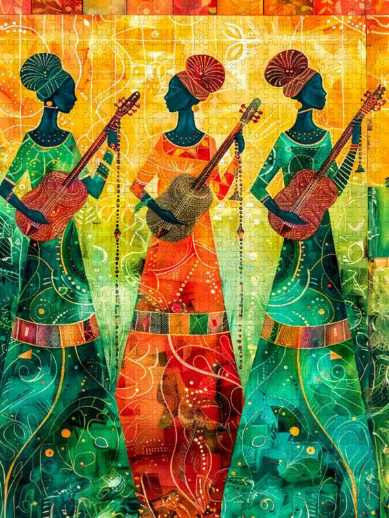 Produktbild: CALVENDO Puzzle Drei Musikantinnen in Afrika spielen Saiteninstrumente | 2000 Teile Lege-Gr&ouml;&szlig;e 90x67cm Foto-Puzzle f&uuml;r gl&uuml;ckliche Stunden