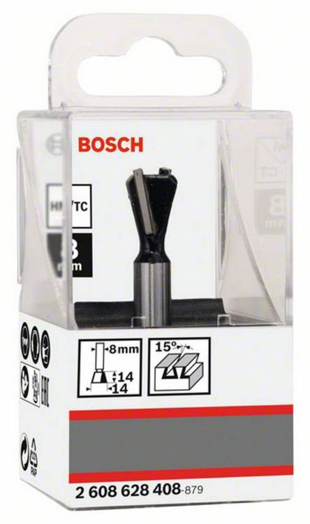 Produktbild: Bosch Accessories 2608628408 Zinkenfr&auml;ser Hartmetall L&auml;nge 55 mm Produktabmessung, &Oslash; 14 mm Schaftdurchmesser 8 mm