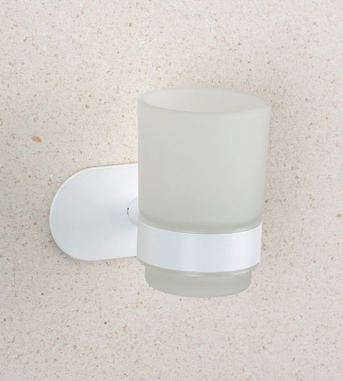 Produktbild: Turbo-Loc&reg; Zahnputzbecherhalter Uno Mod. Orea White matt, aus rostfreiem Edelstahl