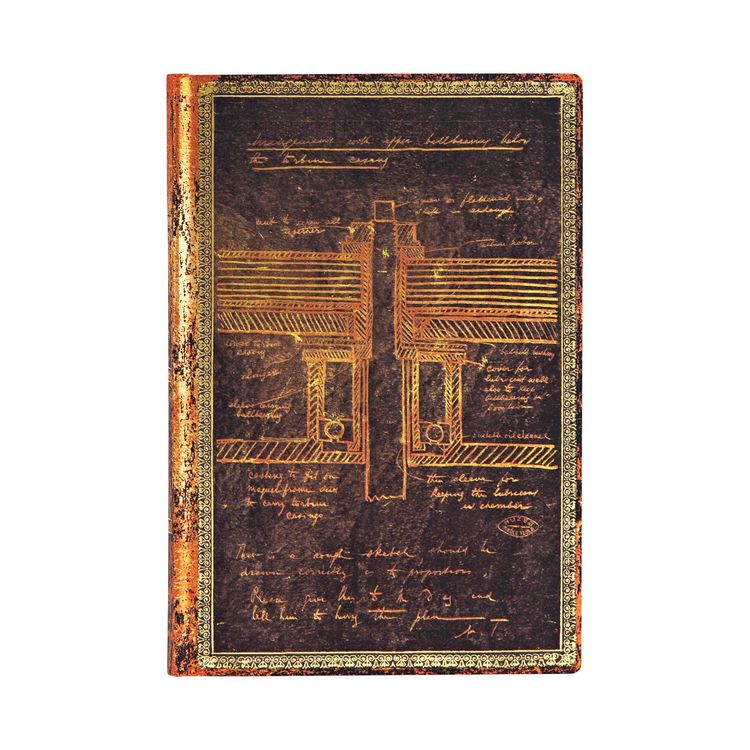 Produktbild: Softcover Notizbuch Tesla, Skizze einer Turbine, Mini, Liniert