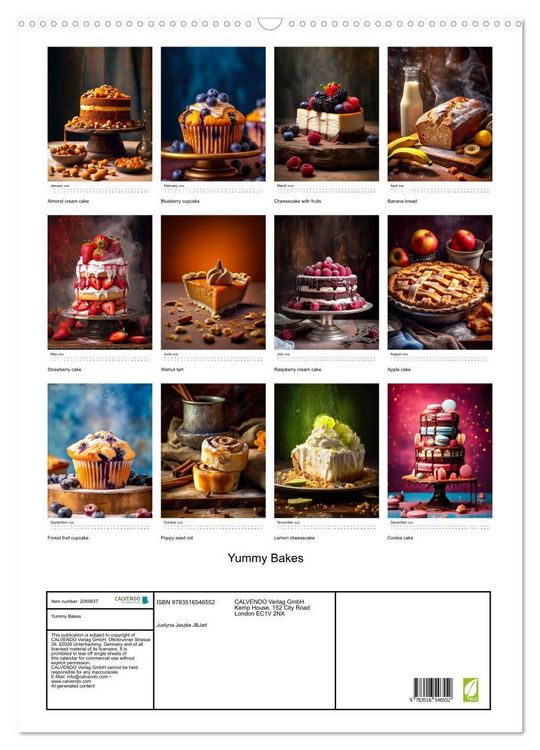 Produktbild: Yummy Bakes (Wall Calendar 2026 DIN A2 portrait), CALVENDO 12 Month Wall Calendar