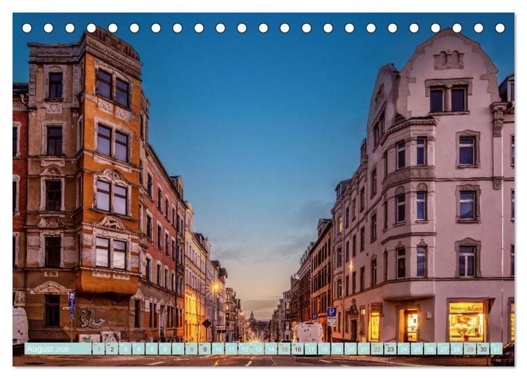 Produktbild: Chemnitz zur blauen Stunde (Tischkalender 2026 DIN A5 quer), CALVENDO Monatskalender