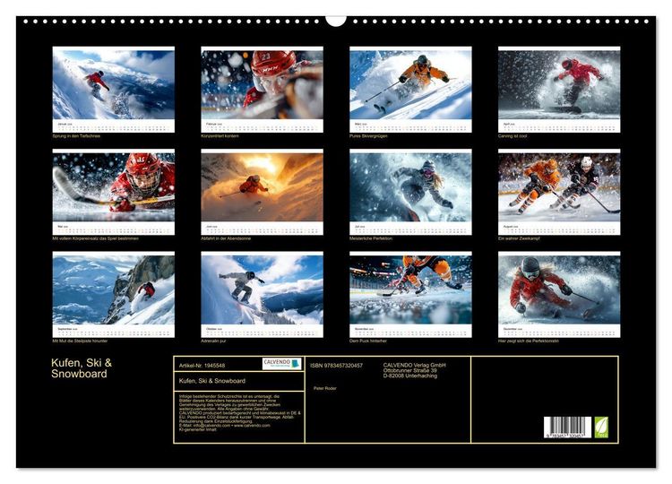 Produktbild: Kufen, Ski & Snowboard (Wandkalender 2026 DIN A2 quer), CALVENDO Monatskalender
