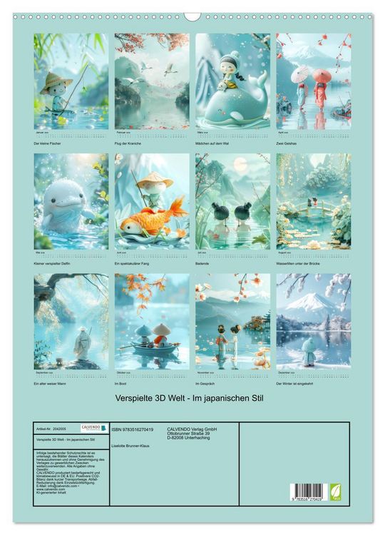 Produktbild: Verspielte 3D Welt - Im japanischen Stil (Wandkalender 2026 DIN A2 hoch), CALVENDO Monatskalender