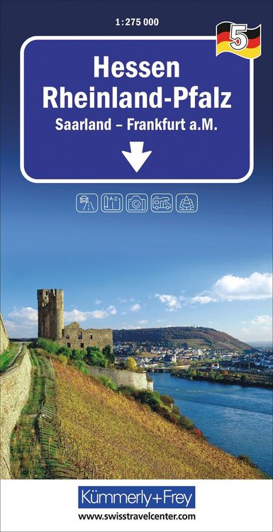 Produktbild: K&uuml;mmerly+Frey Regional-Strassenkarte 5 Hessen, Rheinland-Pfalz 1:275.000