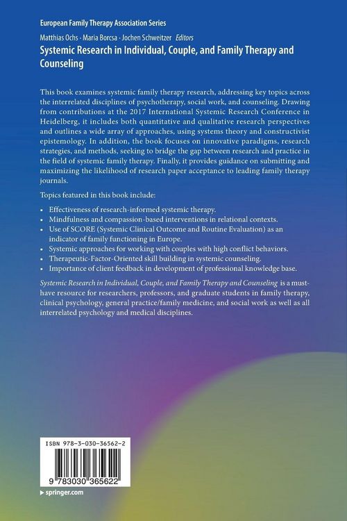 Produktbild: Systemic Research in Individual, Couple, and Family Therapy and Counseling