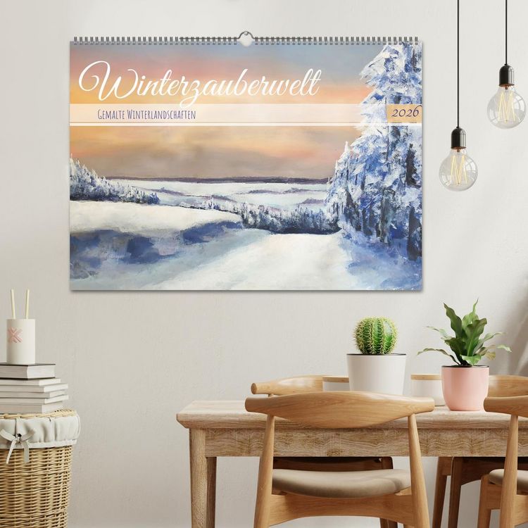Produktbild: Winterzauberwelt - Gemalte Winterlandschaften (Wandkalender 2026 DIN A2 quer), CALVENDO Monatskalender
