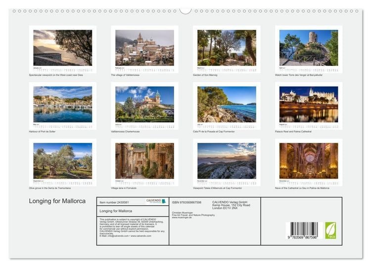 Produktbild: Longing for Mallorca (High Quality Premium Wall Calendar 2027 DIN A2 landscape),CALVENDO 12 Month Wall Calendar
