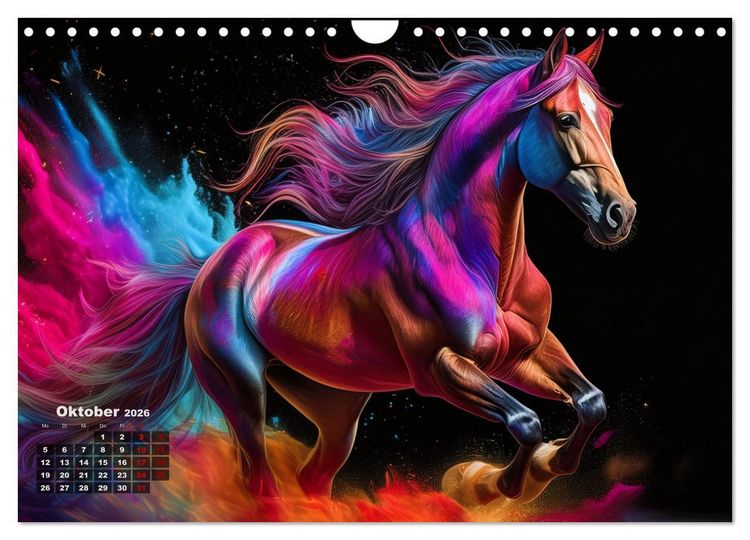 Produktbild: Pferde im Farbenrausch (Wandkalender 2026 DIN A4 quer), CALVENDO Monatskalender