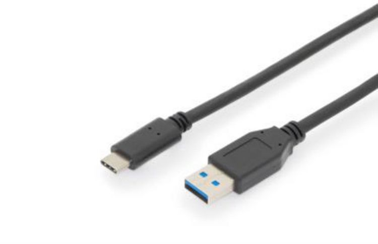 Produktbild: Digitus USB-Kabel USB 3.2 Gen1 USB-C&reg; Stecker, USB-A Stecker 1.00 m Schwarz doppelt geschirmt AK-300146-010-S